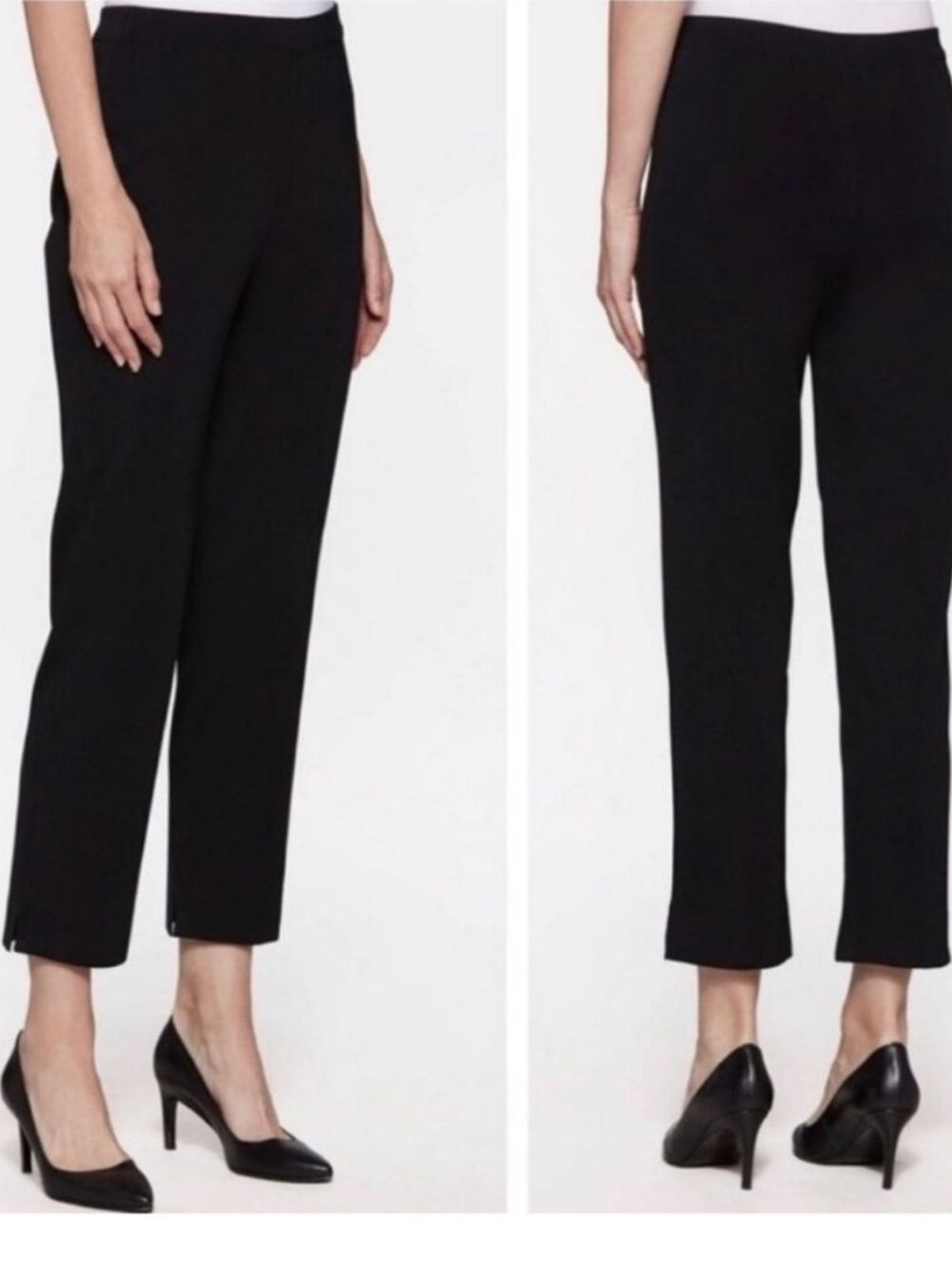 Ming Wang Black Ankle Slit Cropped Pants Womens Large